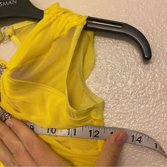 Weissman Dance costume yellow rhinestone Take Me Home 12997 IC child 7/8 - Picture 5 of 11